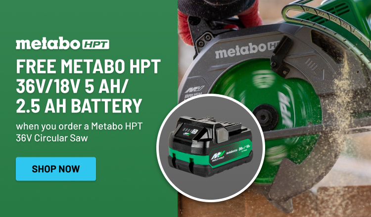 Free Metabo HPT 36V/18V 5 Ah/2.5 Ah Battery
